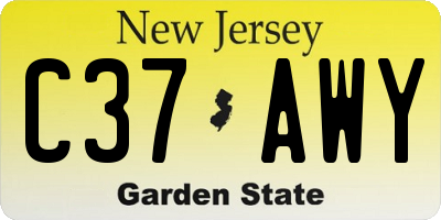 NJ license plate C37AWY