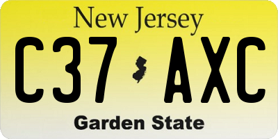 NJ license plate C37AXC