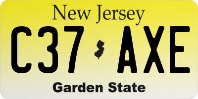 NJ license plate C37AXE