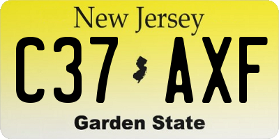NJ license plate C37AXF