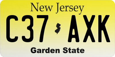 NJ license plate C37AXK