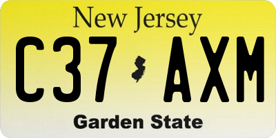NJ license plate C37AXM