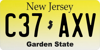 NJ license plate C37AXV