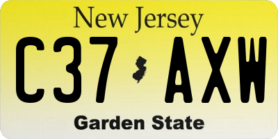 NJ license plate C37AXW
