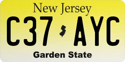 NJ license plate C37AYC