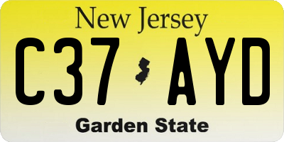 NJ license plate C37AYD