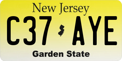 NJ license plate C37AYE
