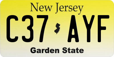 NJ license plate C37AYF