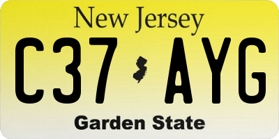 NJ license plate C37AYG