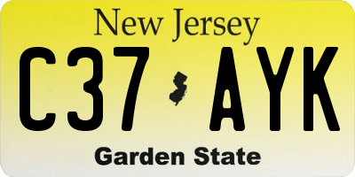 NJ license plate C37AYK