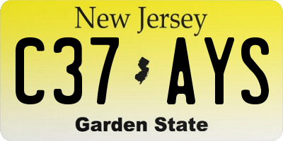 NJ license plate C37AYS