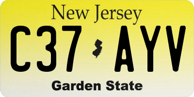 NJ license plate C37AYV