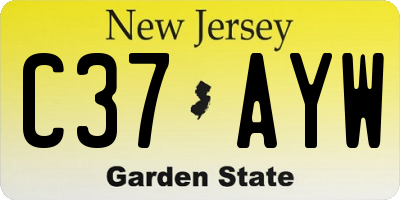 NJ license plate C37AYW