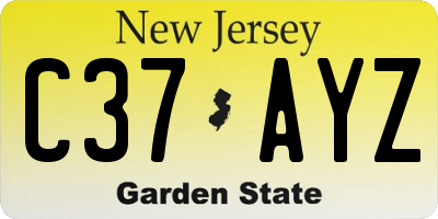 NJ license plate C37AYZ
