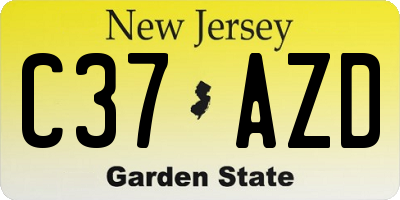 NJ license plate C37AZD