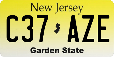 NJ license plate C37AZE