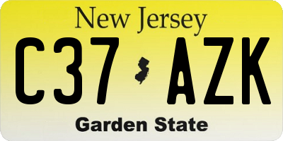 NJ license plate C37AZK