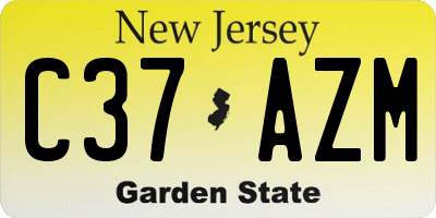 NJ license plate C37AZM