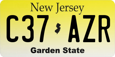 NJ license plate C37AZR