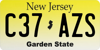 NJ license plate C37AZS