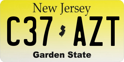 NJ license plate C37AZT