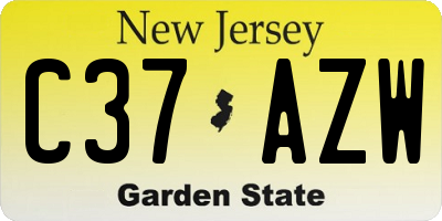 NJ license plate C37AZW