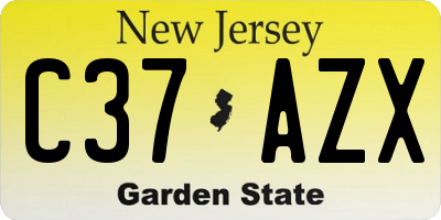 NJ license plate C37AZX