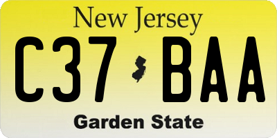 NJ license plate C37BAA
