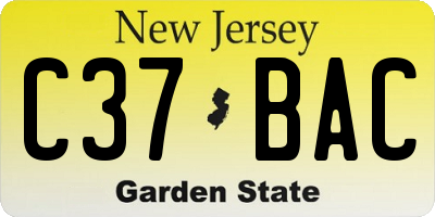 NJ license plate C37BAC
