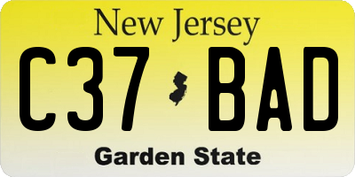 NJ license plate C37BAD