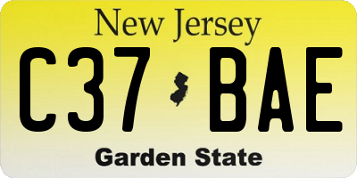 NJ license plate C37BAE