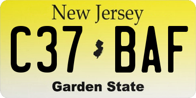 NJ license plate C37BAF