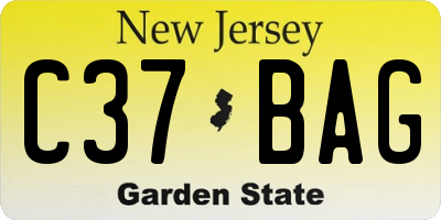 NJ license plate C37BAG