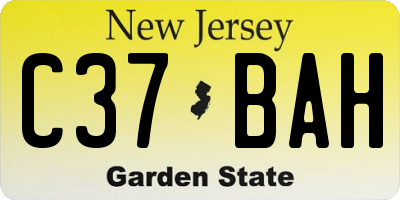 NJ license plate C37BAH