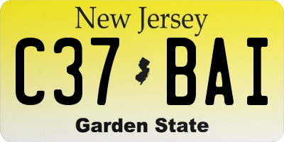 NJ license plate C37BAI