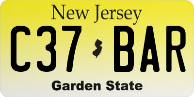 NJ license plate C37BAR