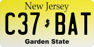 NJ license plate C37BAT