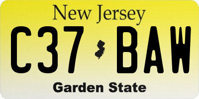 NJ license plate C37BAW