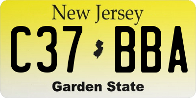 NJ license plate C37BBA