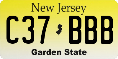 NJ license plate C37BBB