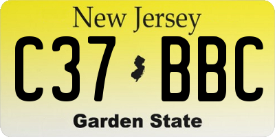 NJ license plate C37BBC