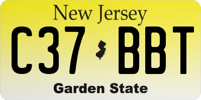 NJ license plate C37BBT