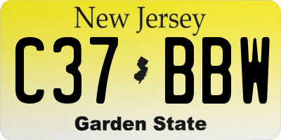 NJ license plate C37BBW