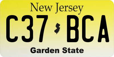 NJ license plate C37BCA