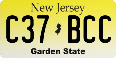 NJ license plate C37BCC