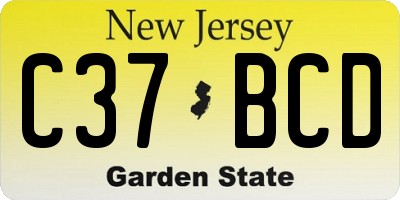NJ license plate C37BCD