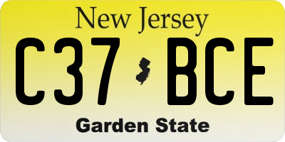 NJ license plate C37BCE