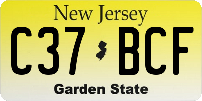 NJ license plate C37BCF