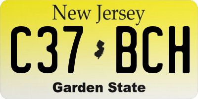 NJ license plate C37BCH
