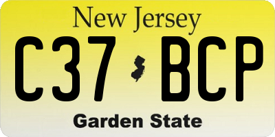 NJ license plate C37BCP